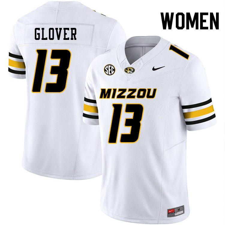 Women #13 Aidan Glover Missouri Tigers College Football Jerseys Stitched-White